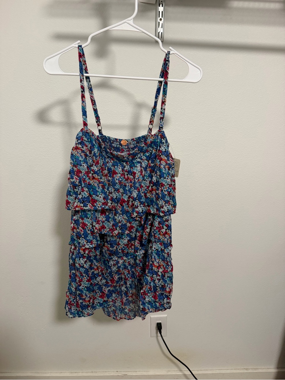 Free People Blue Floral Tiered Camisole